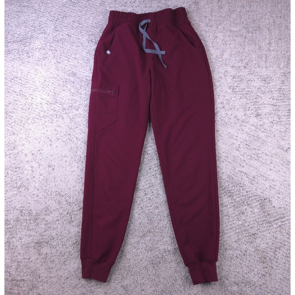 Figs Scrub Pants Womens XS Zamora Jogger 1898 Burgundy Scrubs Bottom Medical